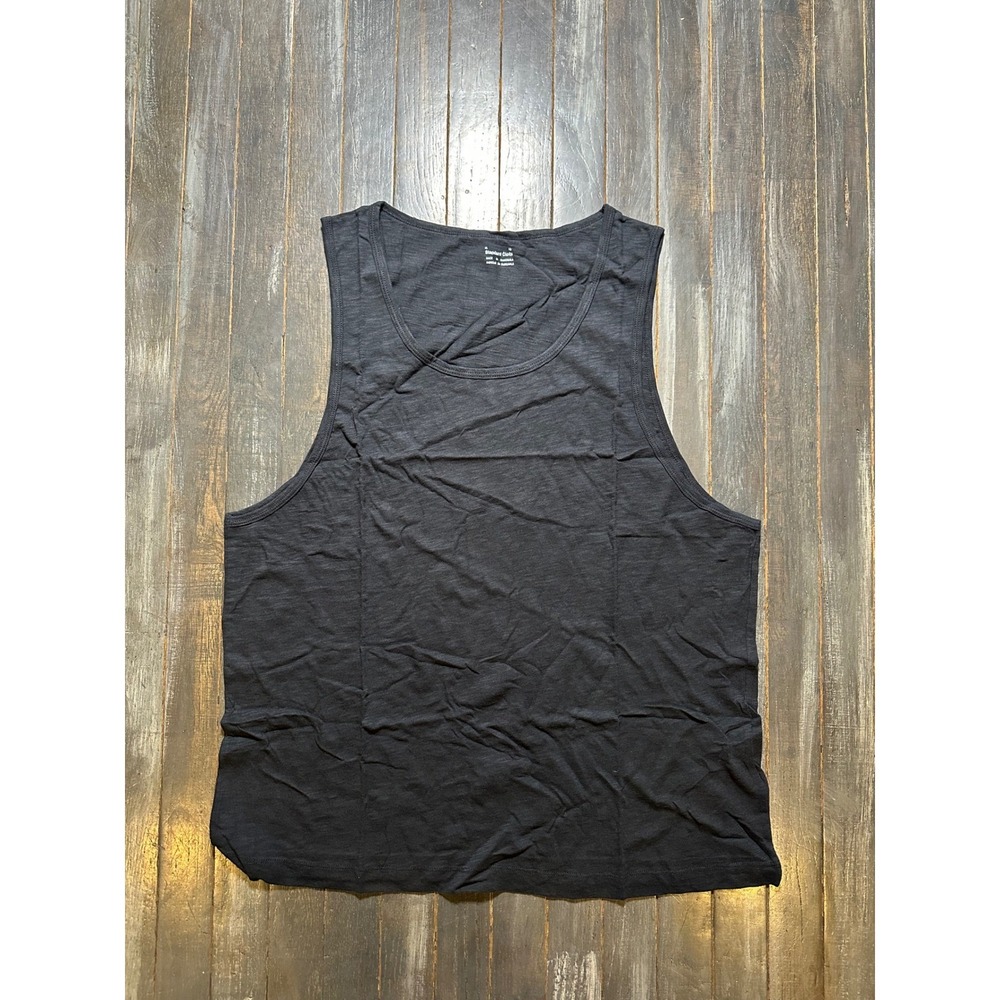 Standard Cloth Mens Black Cotton Slub Sleeveless Tank Top